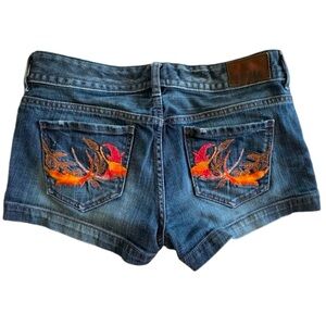 💋Express Embroidered Denim Ultra Low Sexy Shorts